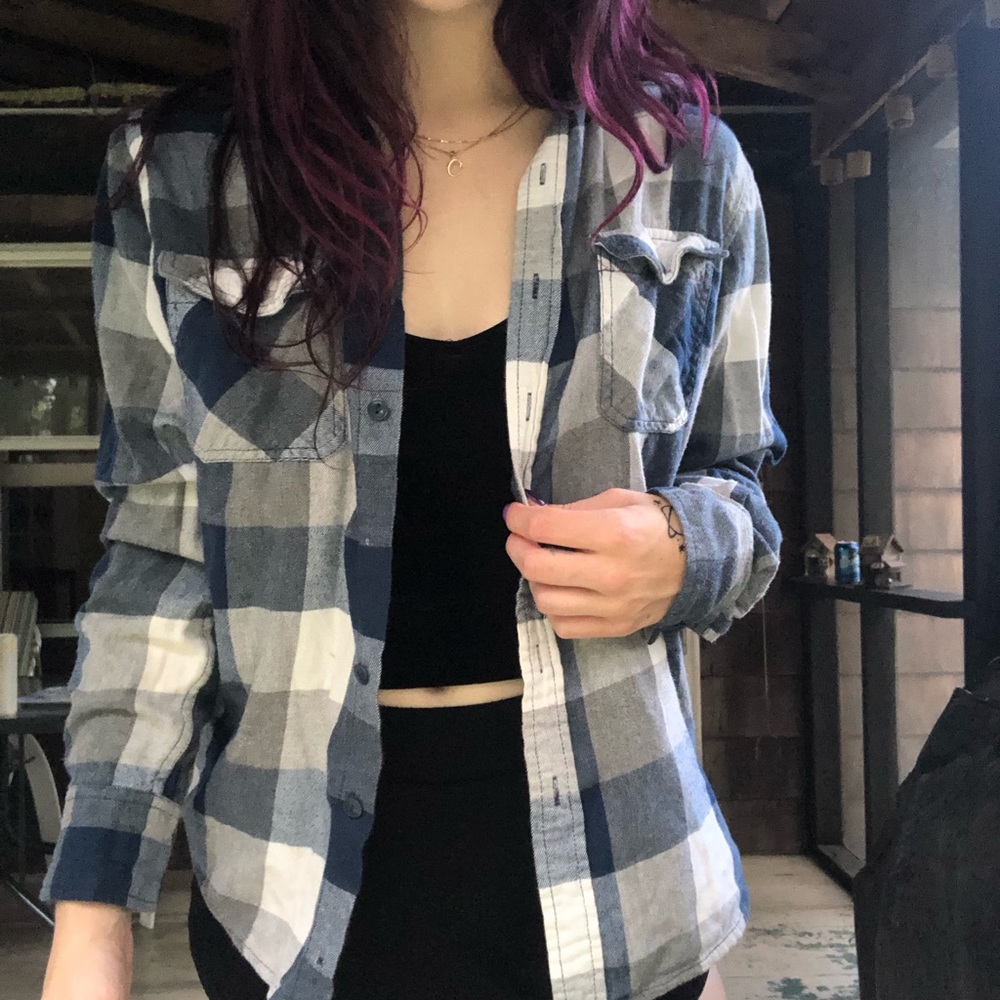 Blue and white flannel